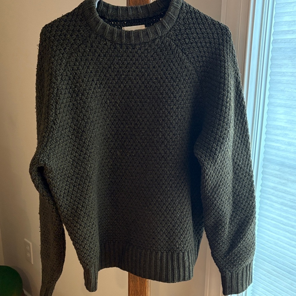 Taylor Stitch Men's Dark Green Fisherman Sweater (Loden)